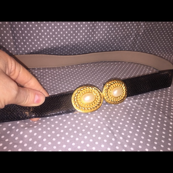 Vintage Snake Embossed Leather Belt w Clasp - Picture 1 of 8